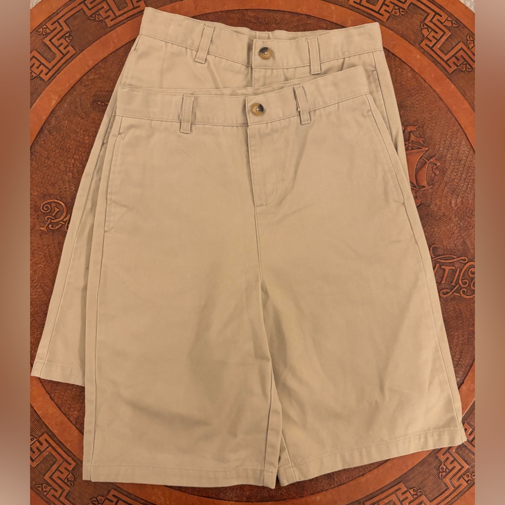 Khaki Flat Front Shorts- 2 Pack!! Perfect School Uniform. Girls Size 14.